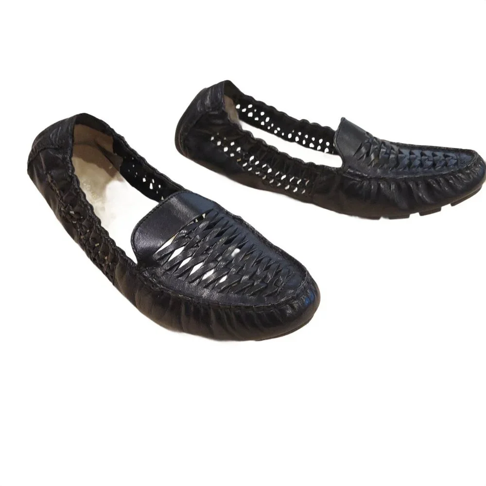 Cole Haan Women's Sadie Huarache Black Leather Flats, Size 11, New - Picture 2 of 6